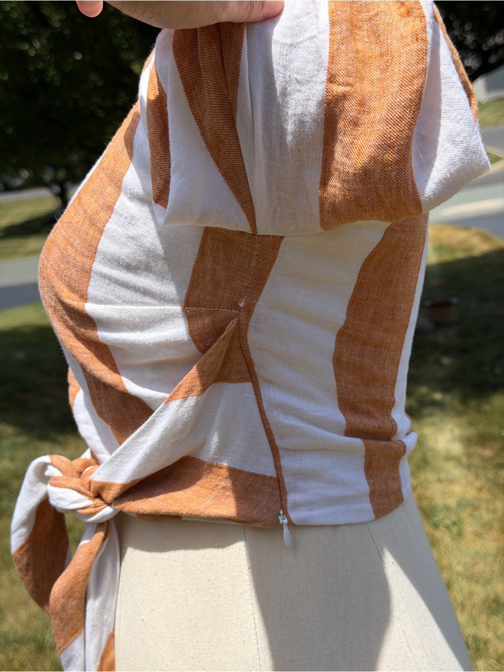 Amanda Uprichard Gloria Euro Summer Linen Blend Tie Front Crop Top Coastal Chic - Picture 7 of 14